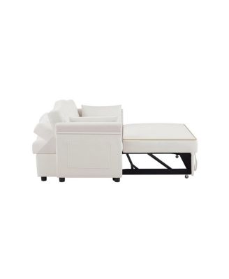 Velvet Pull Out Sofa Bed with Nailhead Arms, Sleeper Sofa with Tufted Back for Small Spaces, Guest Room, Living Room