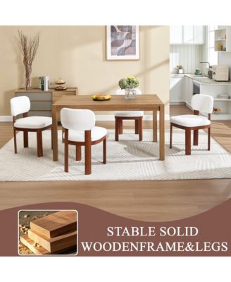 Set of 2 Farmhouse Wooden Dining Chairs 22.05" Fabric Upholstered with Rubberwood Legs