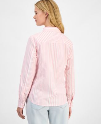 Nautica Women's Springfield Stripe Roll-Tab Shirt