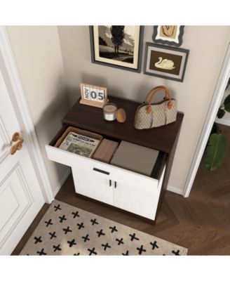 Tier Shoe Cabinet with Drawer 4 Layer Storage White