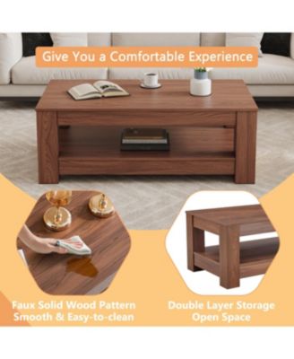Walnut coffee table, double-layered, MDF, suitable for living room, bedroom, study