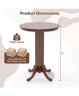 30 Inch Wood Pub Round Dining Table with Pedestal Base Kitchen Diner Table