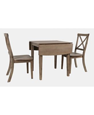 Eastern Tides Coastal Wire-Brushed Wood Three Piece Cross-Back Dining Set