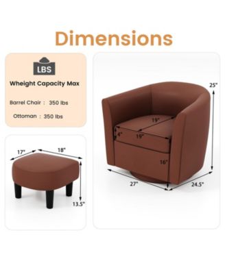 Swivel Barrel Chair with Ottoman Footrest Curved Backrest