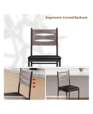 Bar Stools Set Of 2, Wooden Barstools, Faux Leather Upholstered Bar Chair With Back & Footrest & Thick Cushion