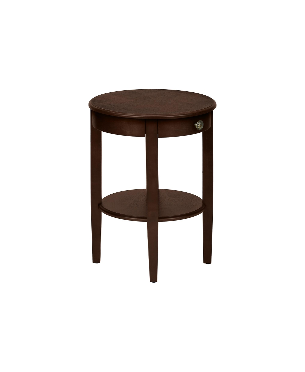 Lovmor Accent Table, 2 Tier, End, Side Table, Round, Nightstand, Bedroom, Lamp, Brown Veneer, Transitional