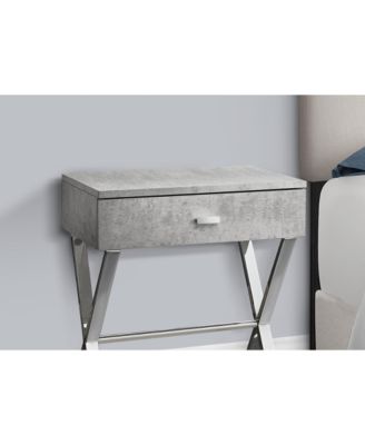 Accent Table, Side, End, Nightstand, Lamp, Storage Drawer, Living Room, Bedroom, Grey Laminate, Chrome Metal, Contemporary, Modern