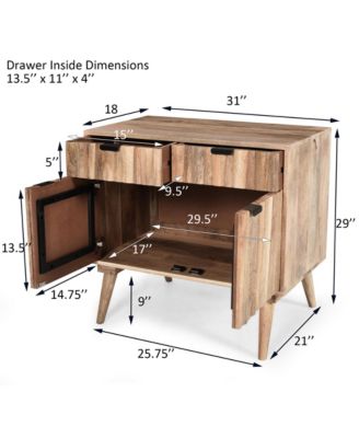 Natural Mango Wood Furniture with Smart Storage Drawers Dual Cabinets and Safety Restraint System