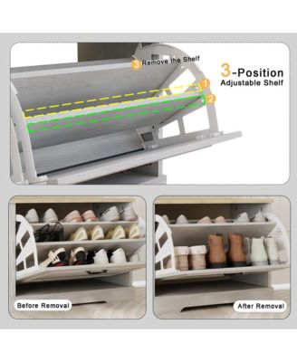 Modern Entryway Shoe Storage Bench with Flip Top Drawer