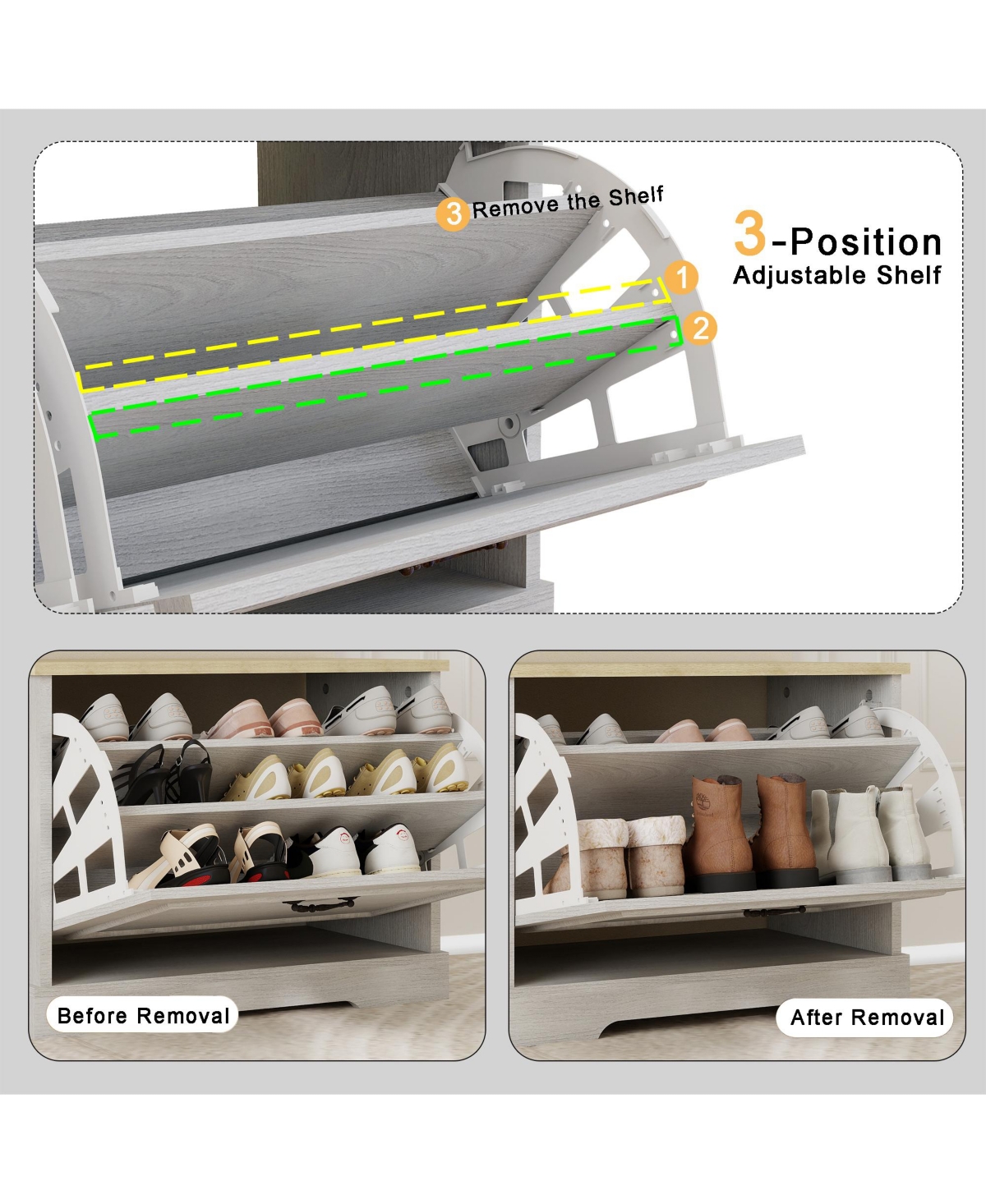 Lovmor Modern Entryway Shoe Storage Bench with Flip Top Drawer