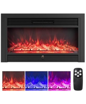 36" Electric Fireplace Insert 1500W Recessed Fireplace Heaterwith Remote Control
