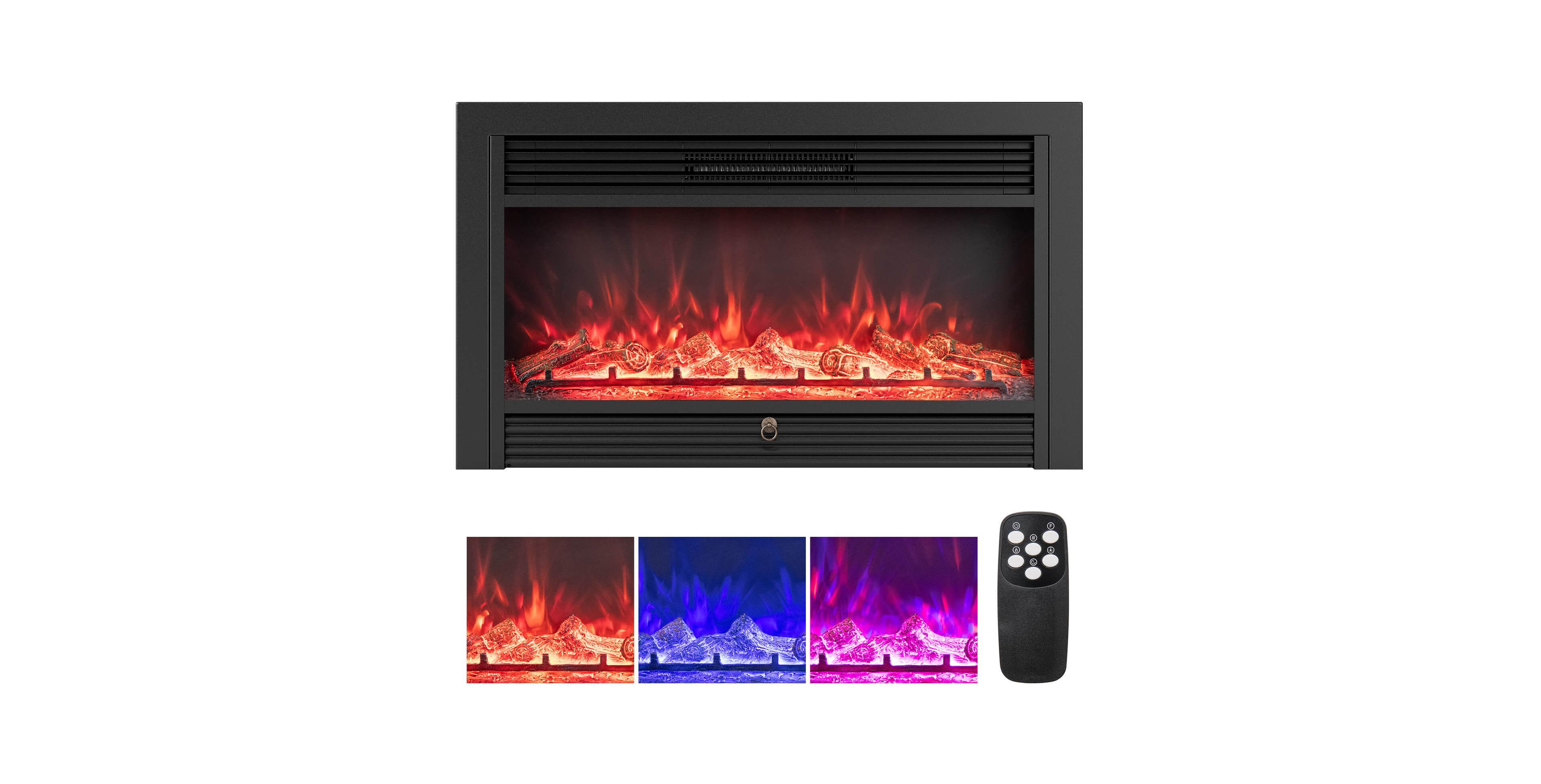 36" Electric Fireplace Insert 1500W Recessed Heaterwith Remote Control