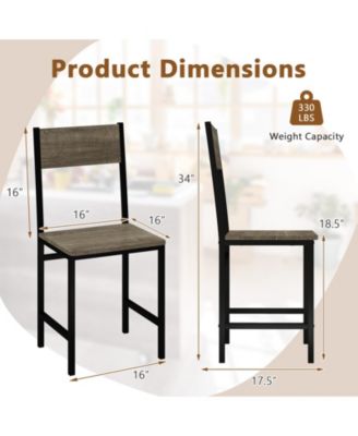 Set of 4 Dining Chairs w/Metal Legs Slanted Back Wide Seat for Living Room