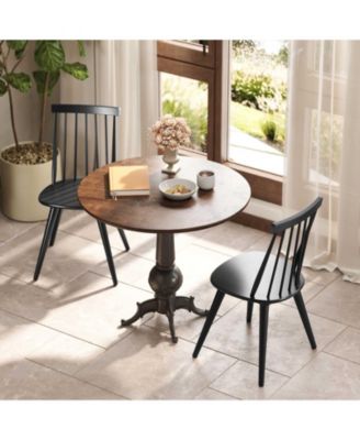 Windsor Dining Chairs Set of 2 w/Rubber Wood Frame High Spindle Back for Home