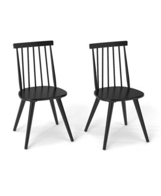 Windsor Dining Chairs Set of 2 w/Rubber Wood Frame High Spindle Back for Home