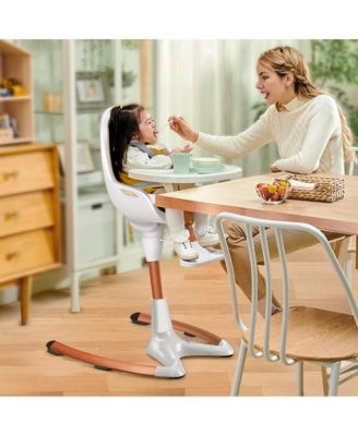 White Gold Luxury Baby Dining Chair Baby High Chair with Adjustable Seat Height and Removable Tray