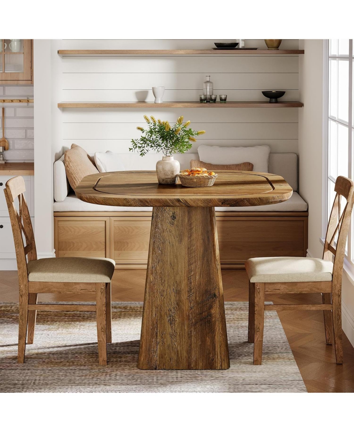 Tribesigns Square Dining Table for 2-4, 31.5" Farmhouse Small Kitchen Table with Heavy-Duty Pedestal Base