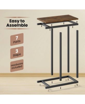 C-shaped Side Table Industrial Sofa Table with Heavy-duty Metal Frame