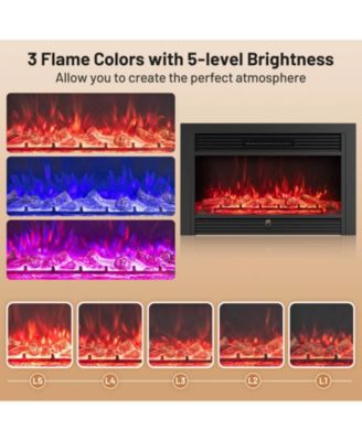 33" Electric Fireplace Insert 750W Recessed Fireplace Heater with Remote Control