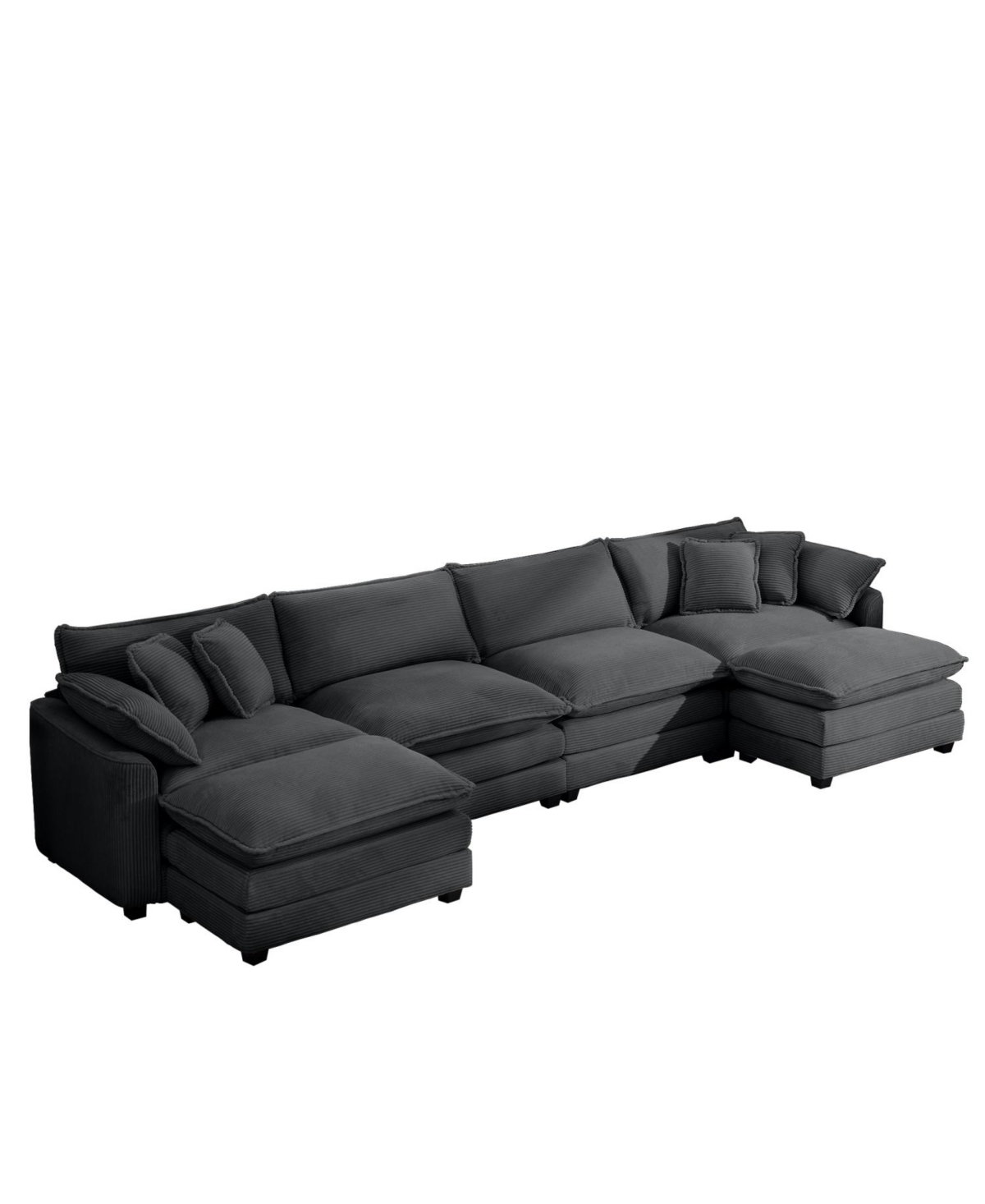 Streamdale Furniture Corduroy 4-Seater Sofa with 3 Footstools & Pillows