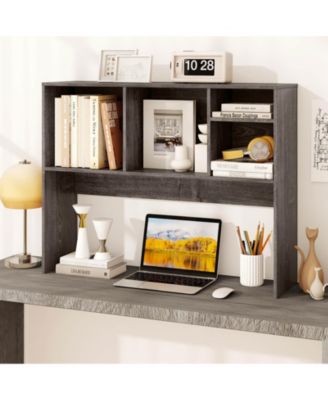 Computer Desktop Bookcase Countertop Storage Bookshelf Organizer with 4 Cubbies