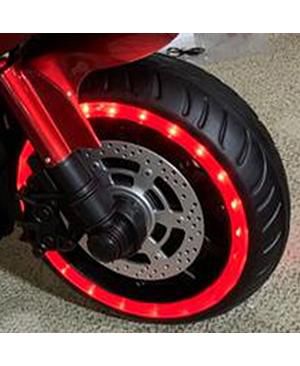 Red 12 V Kids Motorcycle for  3-8 Years Kids, Kids Ride On Toy with Training Wheels, Manual Throttle, Drive By Hand and Lighting Wheels