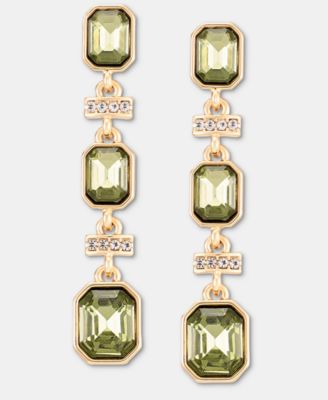 Pav&eacute; Bar & Emerald-Cut Stone Linear Drop Earrings