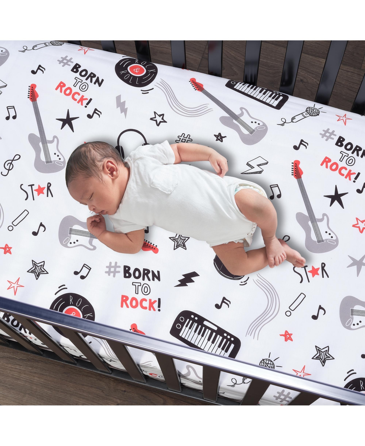 Lambs & Ivy Rock Star Musical Instruments 3-Piece Baby Crib Bedding Set - Gray