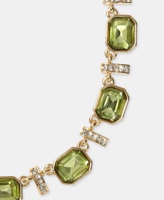 Pav&eacute; Bar & Emerald-Cut Stone Collar Necklace, 16" + 3" extender
