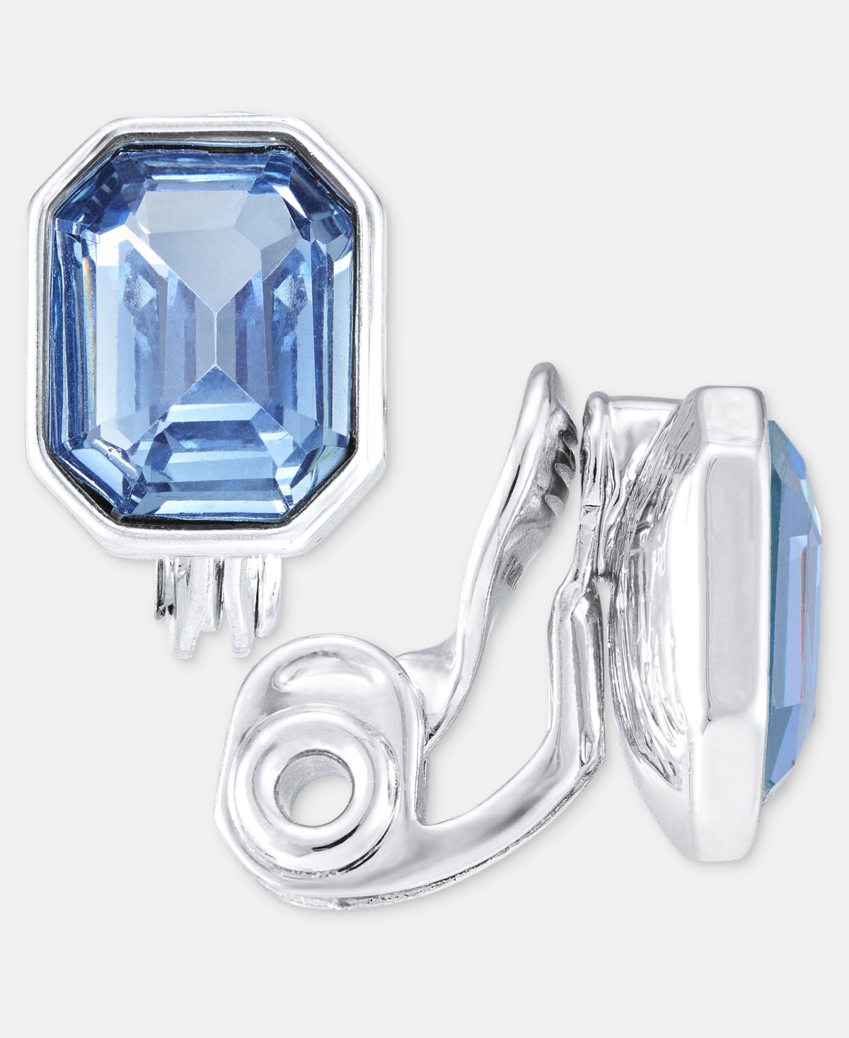 Anne Klein Emerald-Cut Stone Clip-On Button Earrings