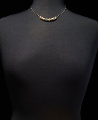 Two-Tone 2-Pc. Set Stone Rondelle Collar Necklace & Matching Drop Earrings 