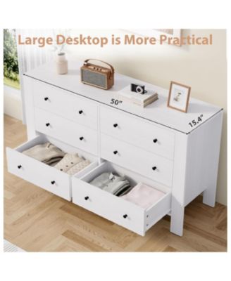 6-Drawer Wood Modern Wide Storage Dresser