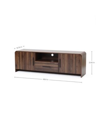 Mid-Century Walnut Finish 2-Door 1-Drawer TV Console, Engineered Wood Entertainment Stand with Storage