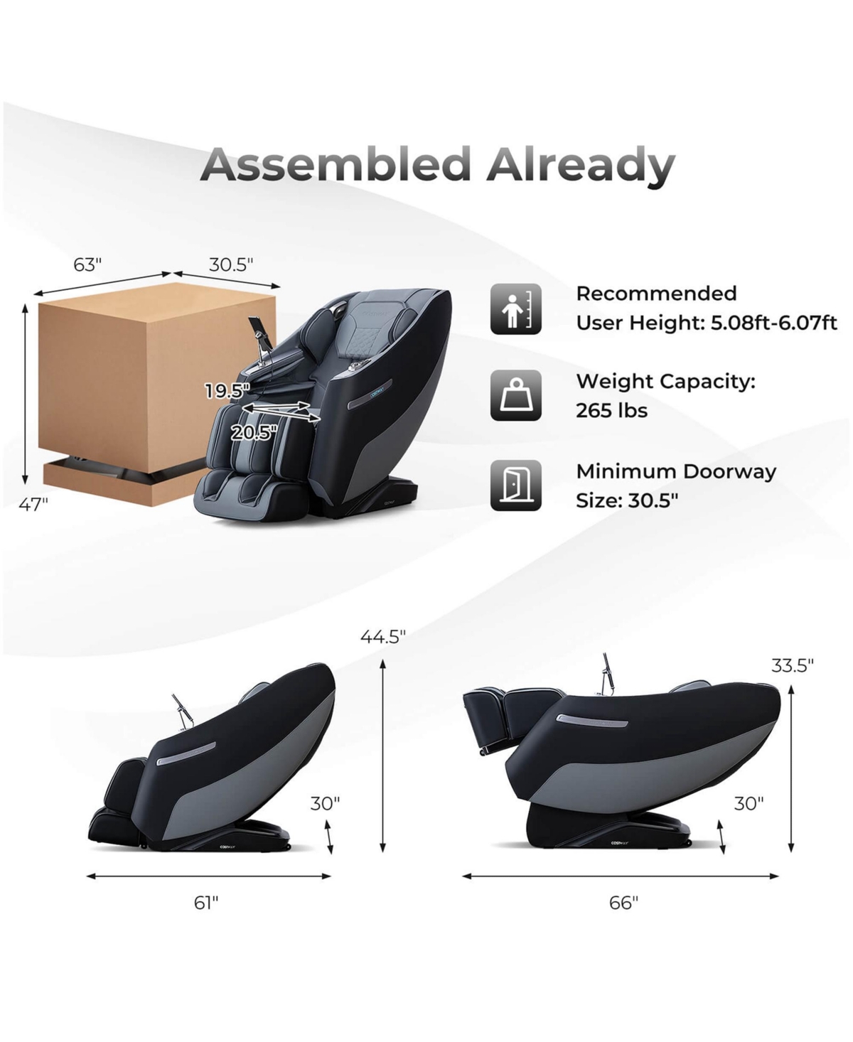 Costway Zero Gravity Sl Track Full Body Massage Chair with Waist Heating & Airbag Massage
