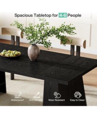 Black Rectangular Dining Table for 4-6 People – Modern Wooden Kitchen Table