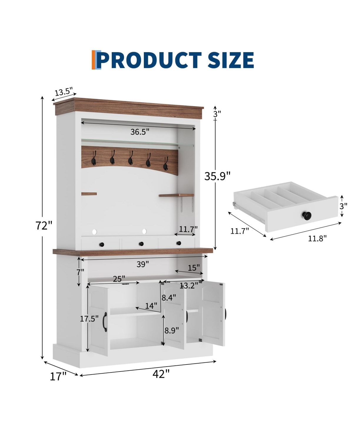 Gaomon Coffee Bar Cabinet with Led Light, 72" Tall Farmhouse Coffee Bar Hutch with Storage, Sideboard Buffet Cabinet