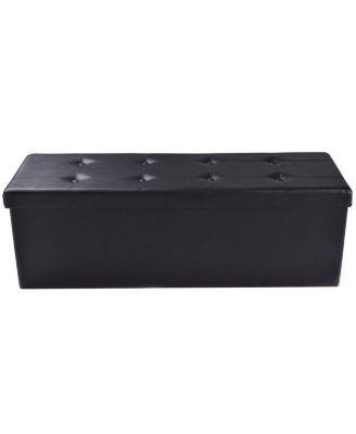 45''x15''x15'' Large Folding Storage Faux Leather Ottoman Pouffe Box Stool