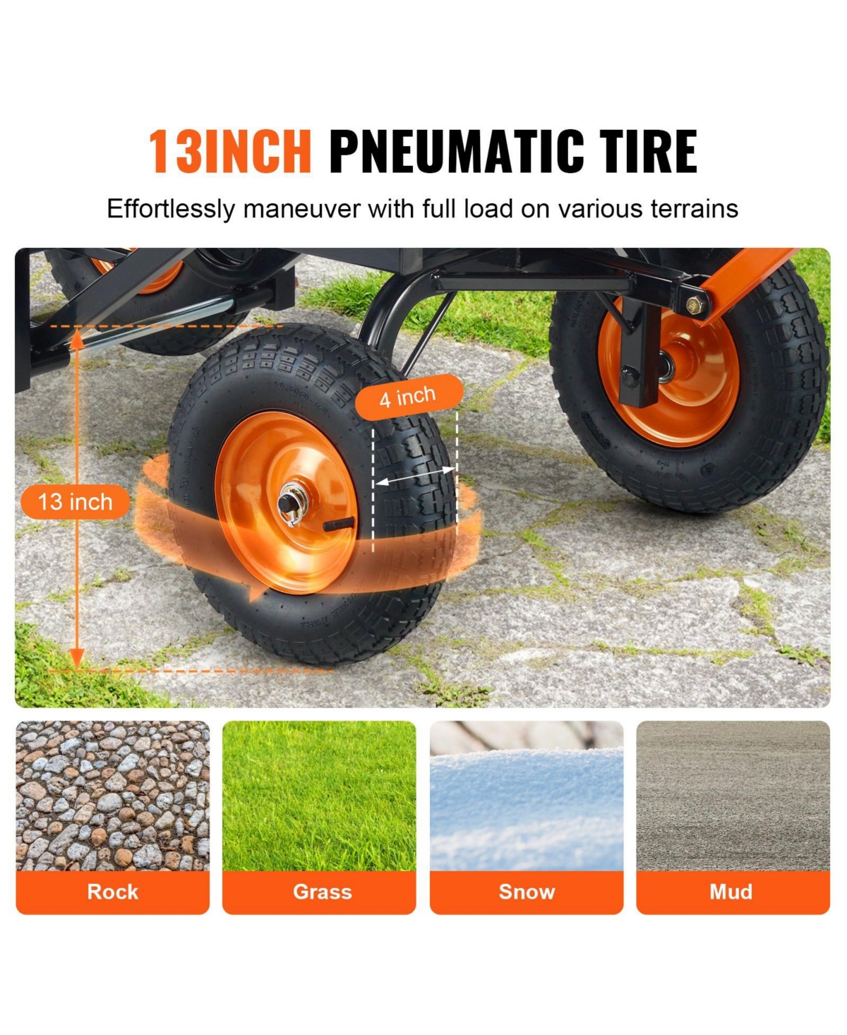 Sugfit Heavy-Duty Dump Cart with 1500 lbs Capacity & Large Wheels