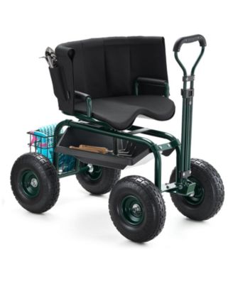 SUGFIT Adjustable Garden Stool with 360° Swivel Seat & Ergonomic Backrest