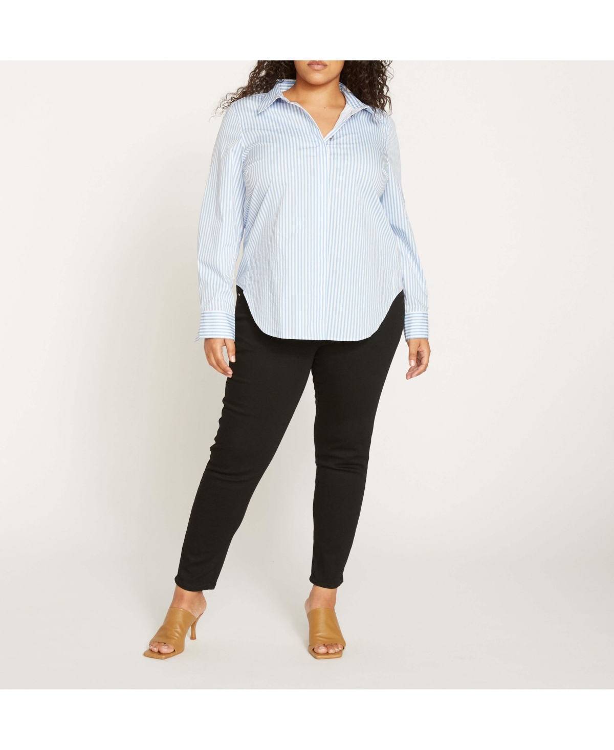 Universal Standard Plus Elbe Stretch Poplin Shirt Classic Fit