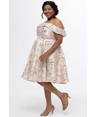 Women's Off-The-Shoulder Brocaade Party Dress