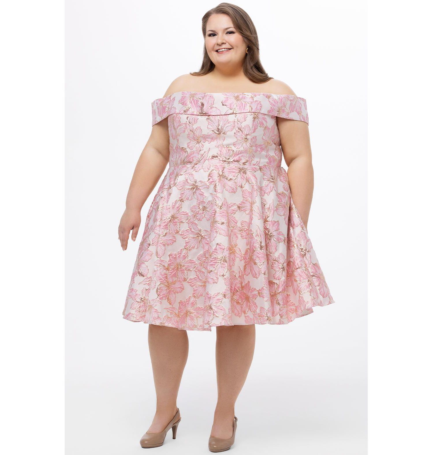 Women's Off-The-Shoulder Brocaade Party Dress