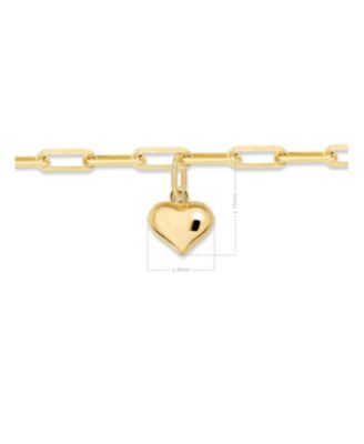 Sweet Heart Charm with Paperclip Chain Bracelet in 14K Gold, 7.5in, approx. 2.6 grams.