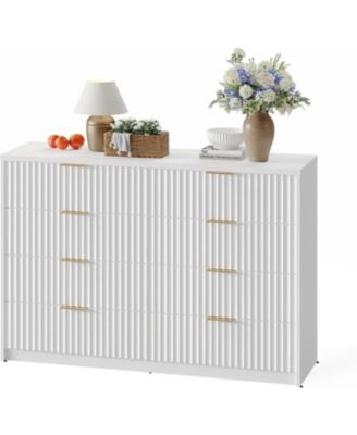 8 Drawer Dresser for Bedroom Storage, Modern Dressers & Chests of Drawers with Fluted Front, Versatile Dresser.