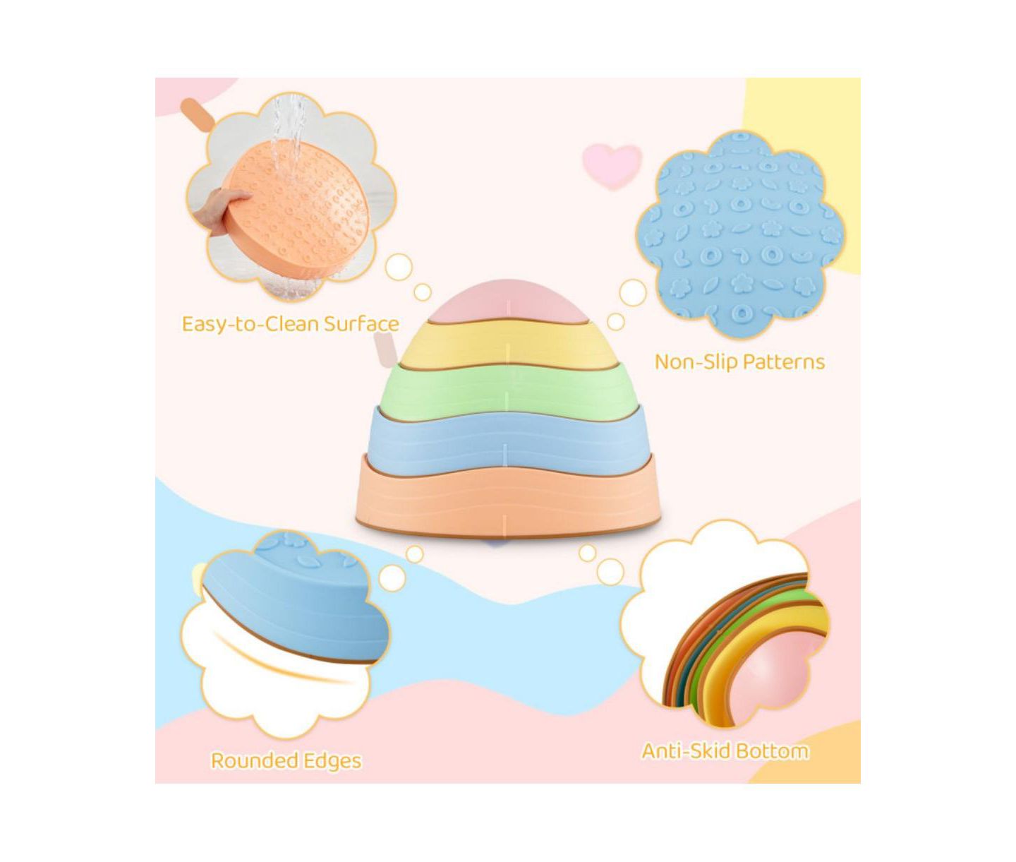 Детские игрушки HONGGE Stackable Non-Slip Kids Stepping Stones, 5-Piece Set, Ages 3+, цвет: Синий — фото 5