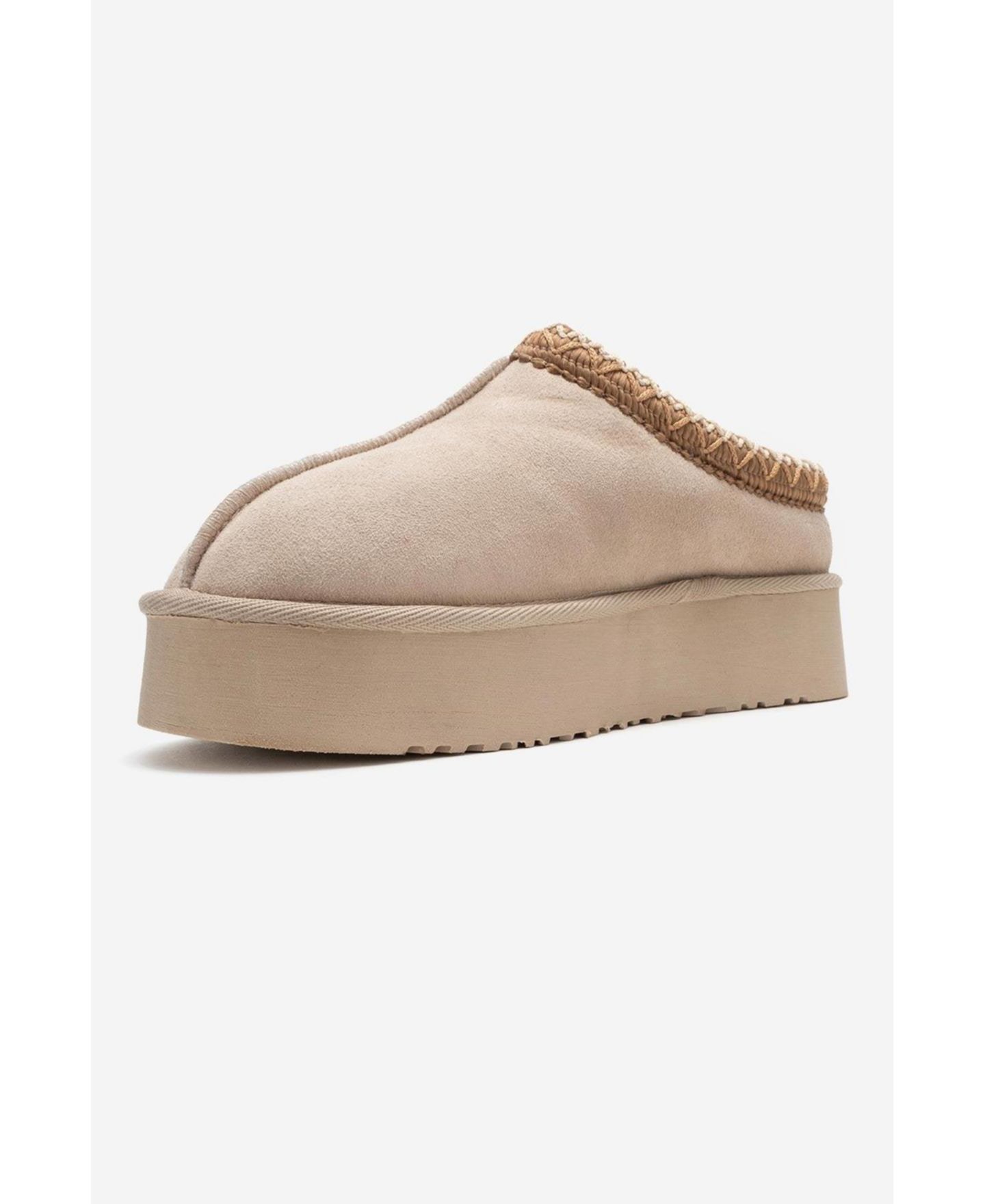 Женские тапочки Forever & Always Shoes Avelia Leather Winter Slippers, цвет: Бежевый замшевый кожаный — фото 3