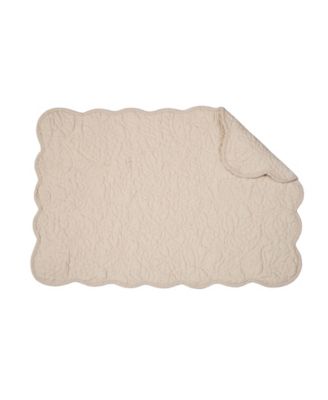 Christiana Khaki Reversible Machine Washable Scallop Quilt Placemats Set of 6