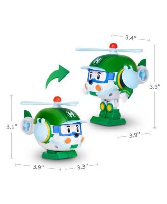 2PCS 4" Transforming Robots (POLI & HELLY) - Emergency Rescue Vehicle Action Figures | Kids Educational Pretend Play Toy
