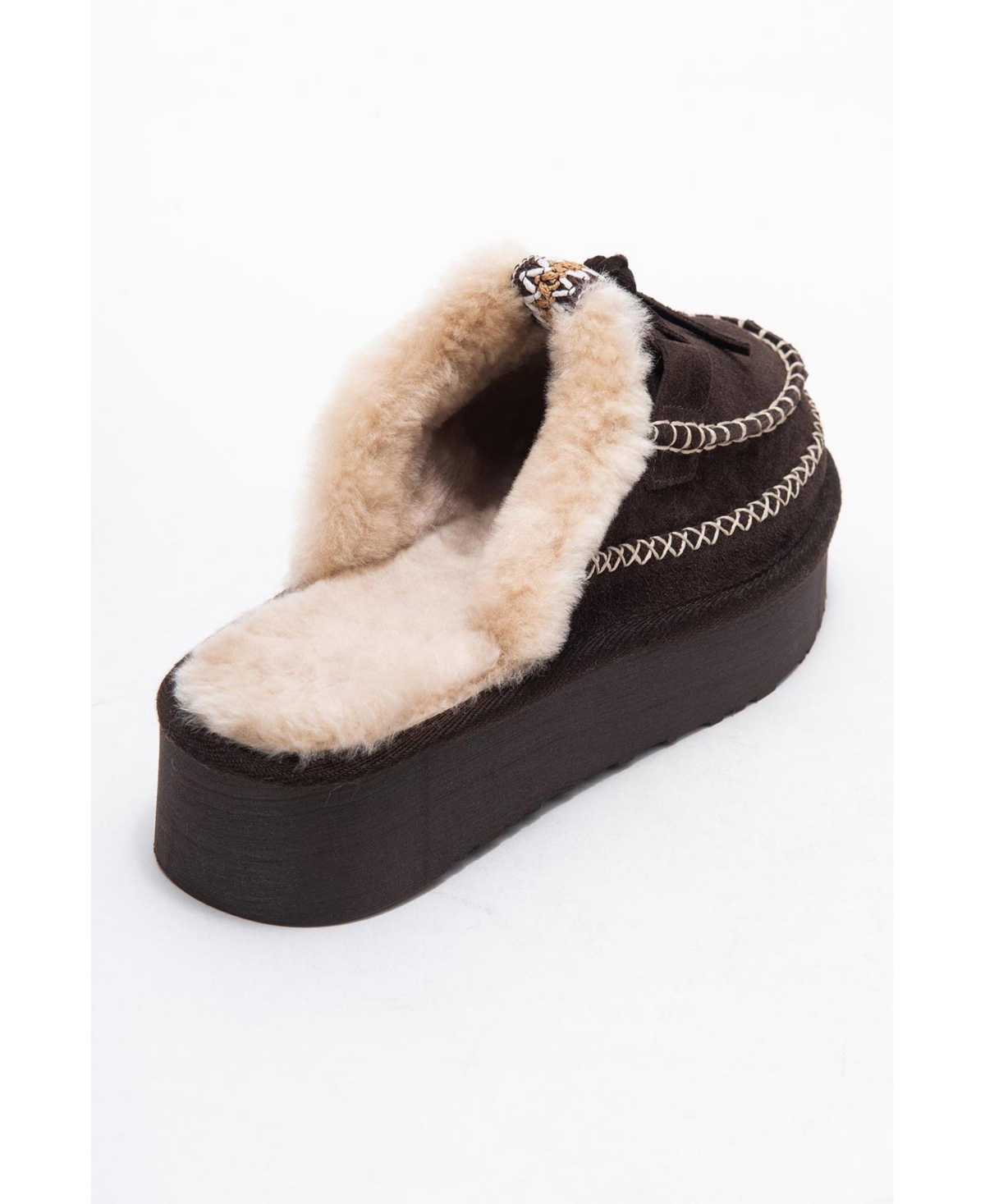 Forever & Always Shoes Yalina Leather Platform Moccasin Slippers (Women)