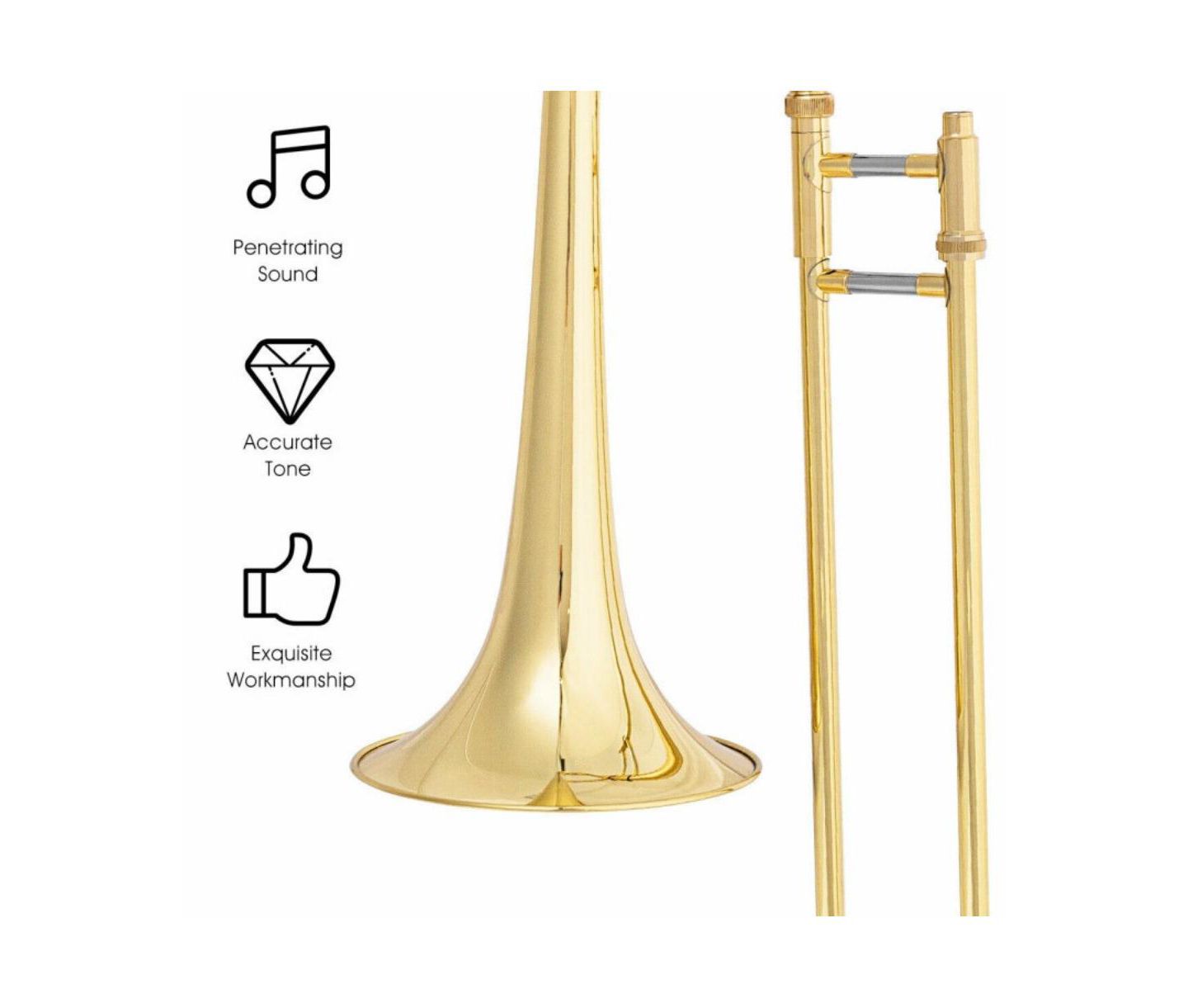 Детская игрушка HONGGE B Flat Brass Trombone with Mouthpiece — фото 11